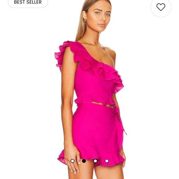 Leni Ruffle Top in Hot Pink Show Me Your Mumu Size S - Picture 3 of 13
